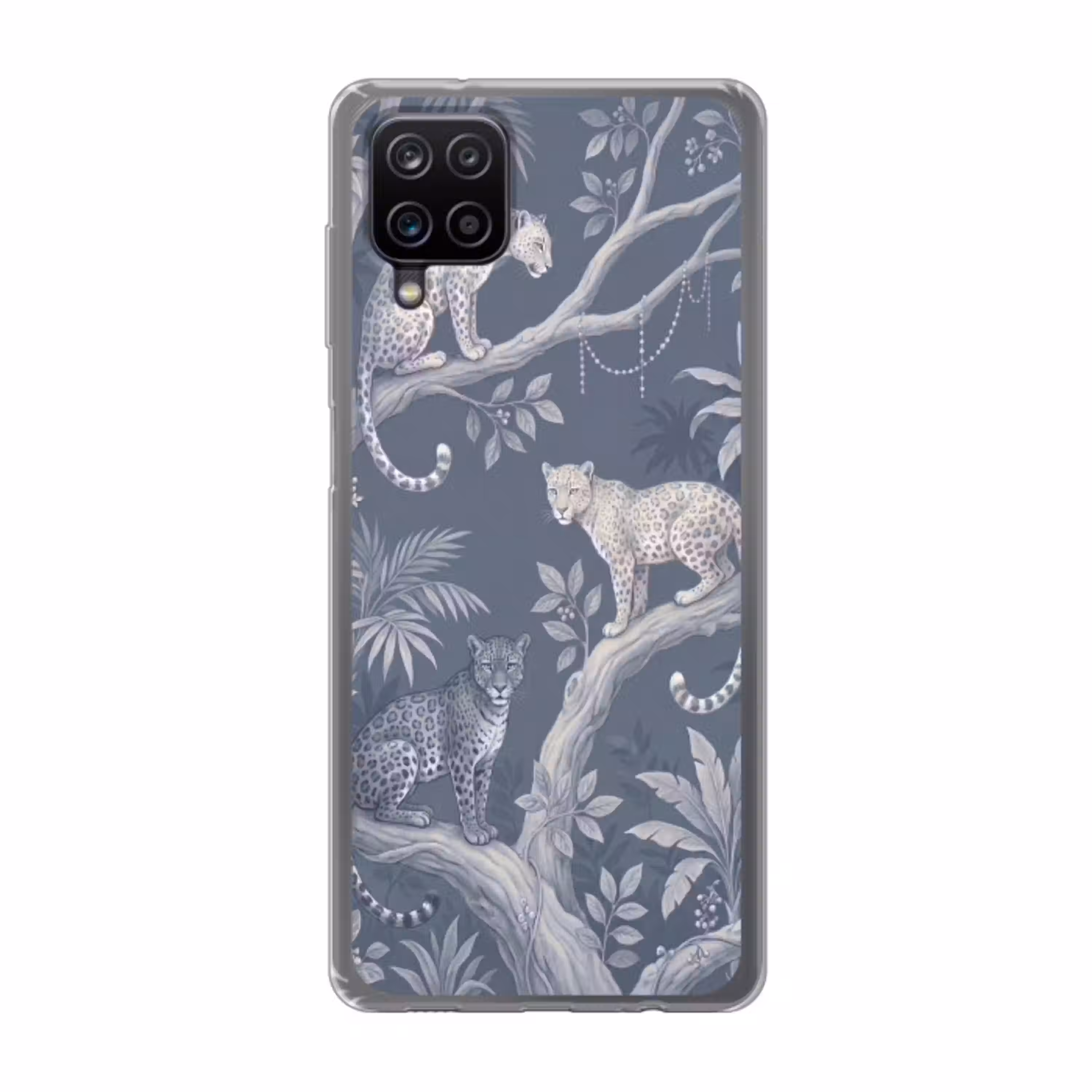 Dieren - Jungle - Illustratie - Bomen - Blauw Telefoonhoesje Samsung Galaxy A12 klein -3d