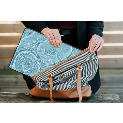 Water - Blauw - bubbels laptophoes neopreen klein -tas