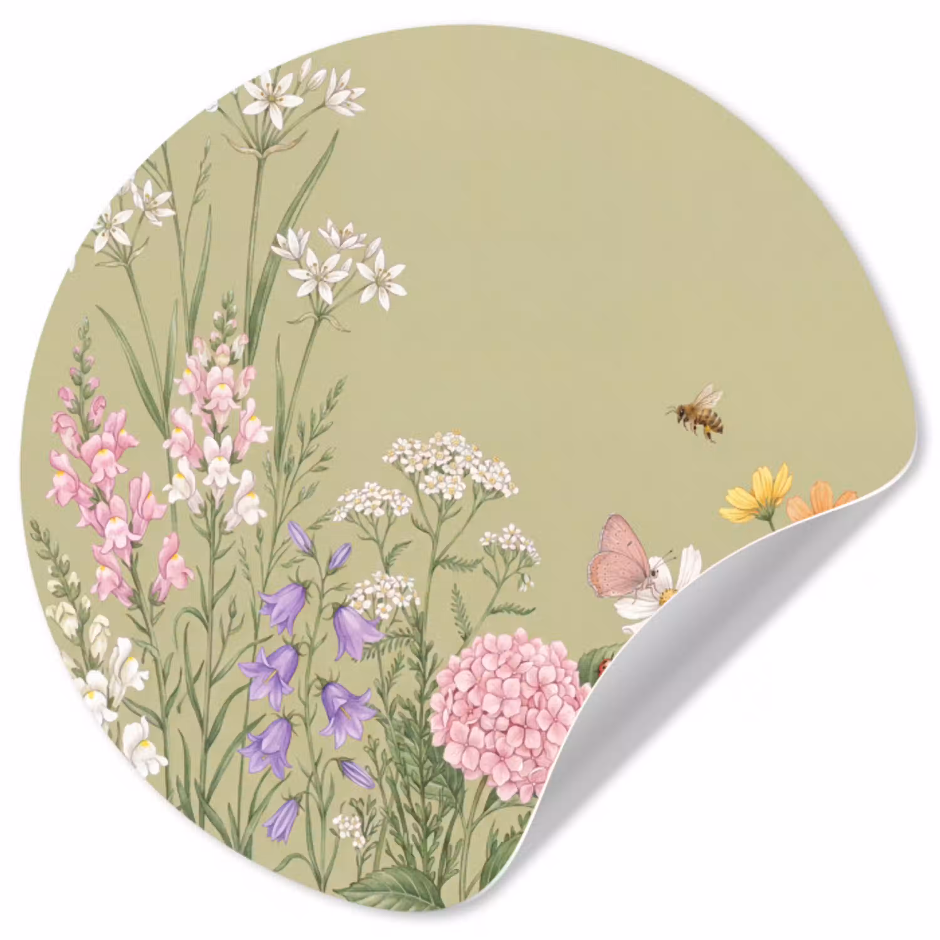 Botanisch - Bloemen - Kleurrijk Wandcirkel behangsticker klein -3d