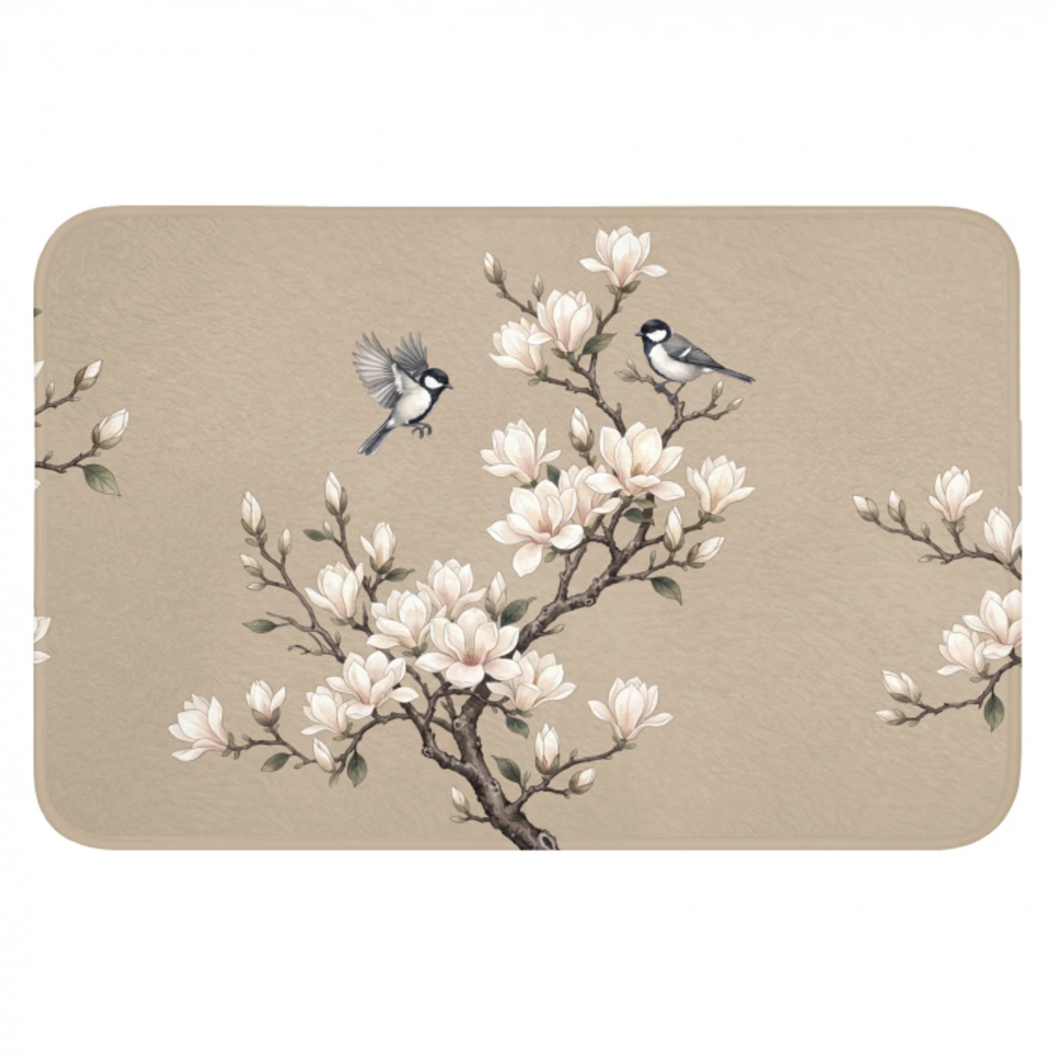 Oosters - Vogels - Beige Badmat klein -3d