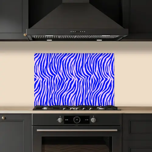 Zebra - Blauw - Paars - Pastel keuken achterwand spatscherm klein 900 -sfeer1