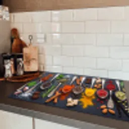 Kruiden - Lepels - Culinair - Kleurrijk - Sfeervol Inductie beschermer vinyl 3mm klein -sfeer3