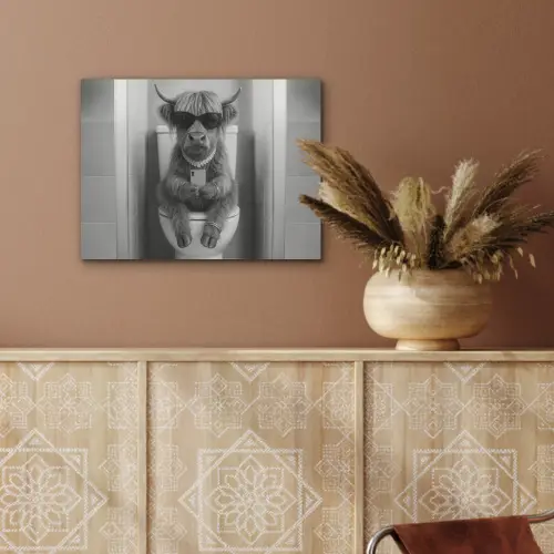 Stier - Telefoon - Toilet - Zwart - Wit PET vilt klein -sfeer4