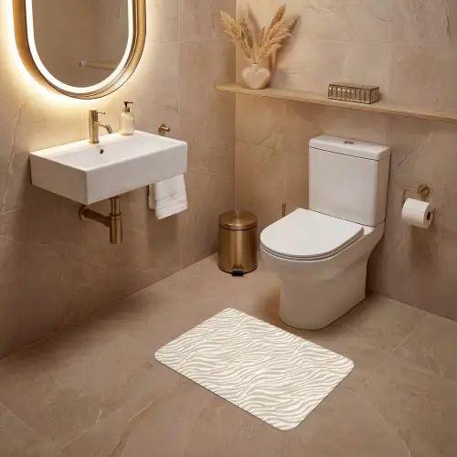 Zebra - Patroon - Beige WCmat klein 1009 -sfeer3