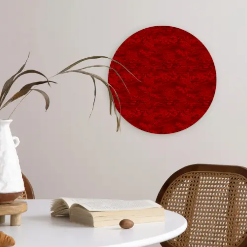 Rood - Patroon - Bloemen Wandcirkel plexiglas klein 852 -sfeer4