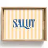 Salut - Quote - Strepen - Geel - Blauw - Wit Dienblad Rechthoek middel -z3d_shopping