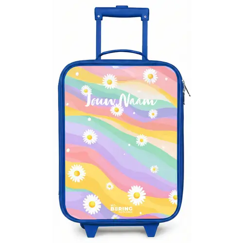 Madeliefjes op regenboogachtergrond Kinderkoffer - Blauw klein -zz3dotto