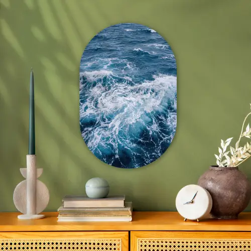 Golven - Oceaan - Blauw Wandcirkel Ovaal Forex klein -sfeer2
