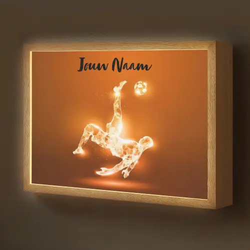 Voetballer - Oranje - Voetbal - Omhaal Light Box met batterij (Wandlamp kind) middel -z3d_website