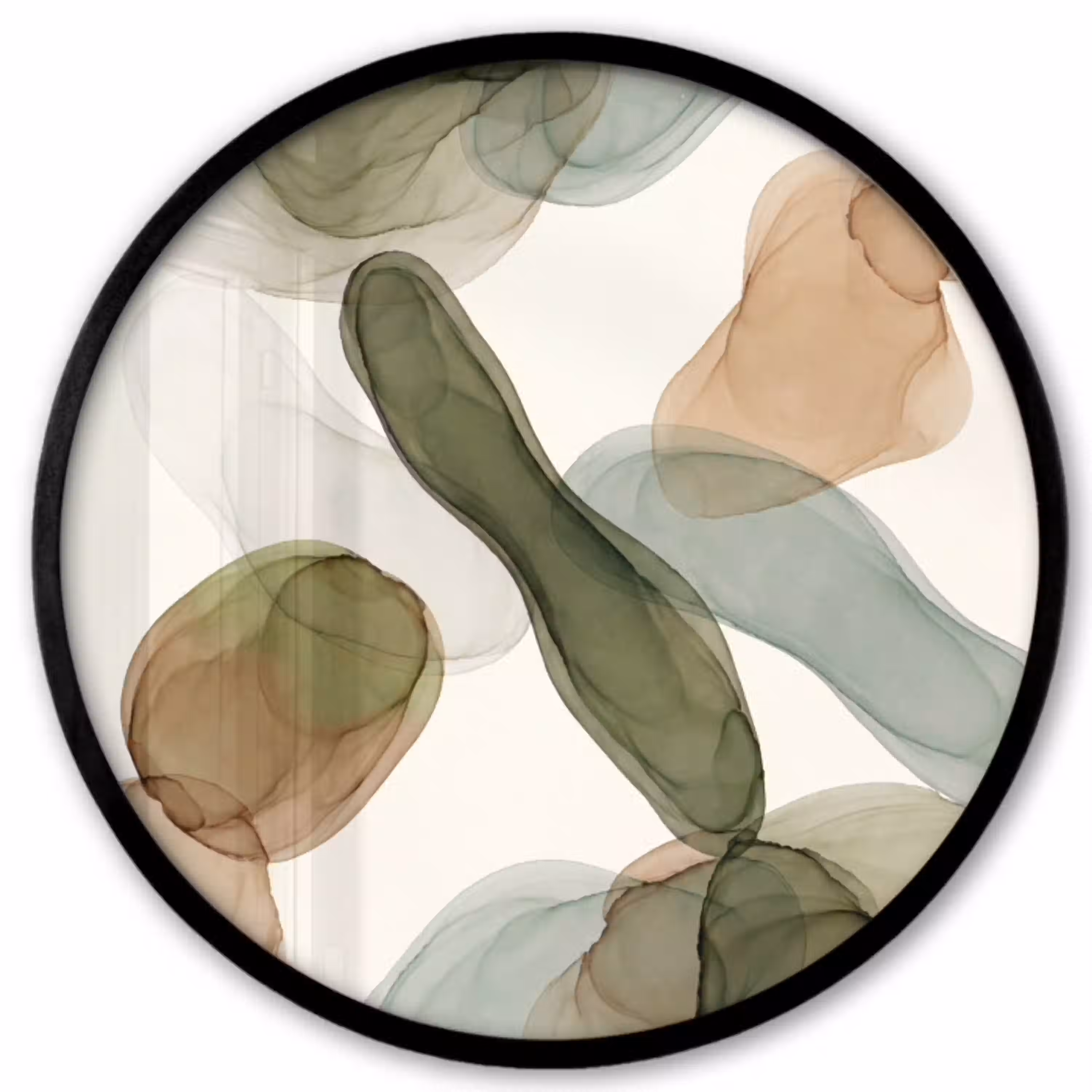 Abstract - Vormen - Modern - Kunst - Groen - Bruin Fotolijst rond zonder passe partout klein -3d