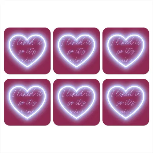 I liked it so it's mine - Neon hart - Roze onderzetter kurk middel -3d