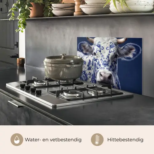 Koe - Delfts - Blauw - Artistiek keuken achterwand spatscherm klein -usp_NL
