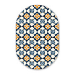 Klassiek - Geometrisch - Blauw Wandcirkel Ovaal Aluminium middel 839 -3d