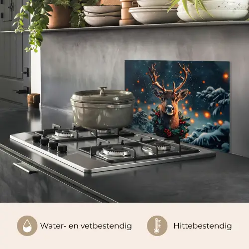 Hert - Kerst - Winter - Sneeuw - Kerstkrans keuken achterwand spatscherm klein -usp_NL