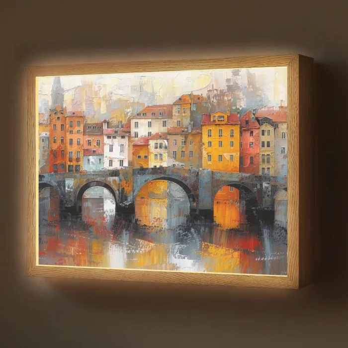 Gracht - Huizen - Kunst - Art Light Box met batterij (Wandlamp) middel -z3d_website