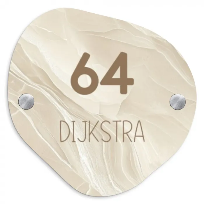 Vierkant - Beige - Marmer - Modern Naambord Organisch middel -3d