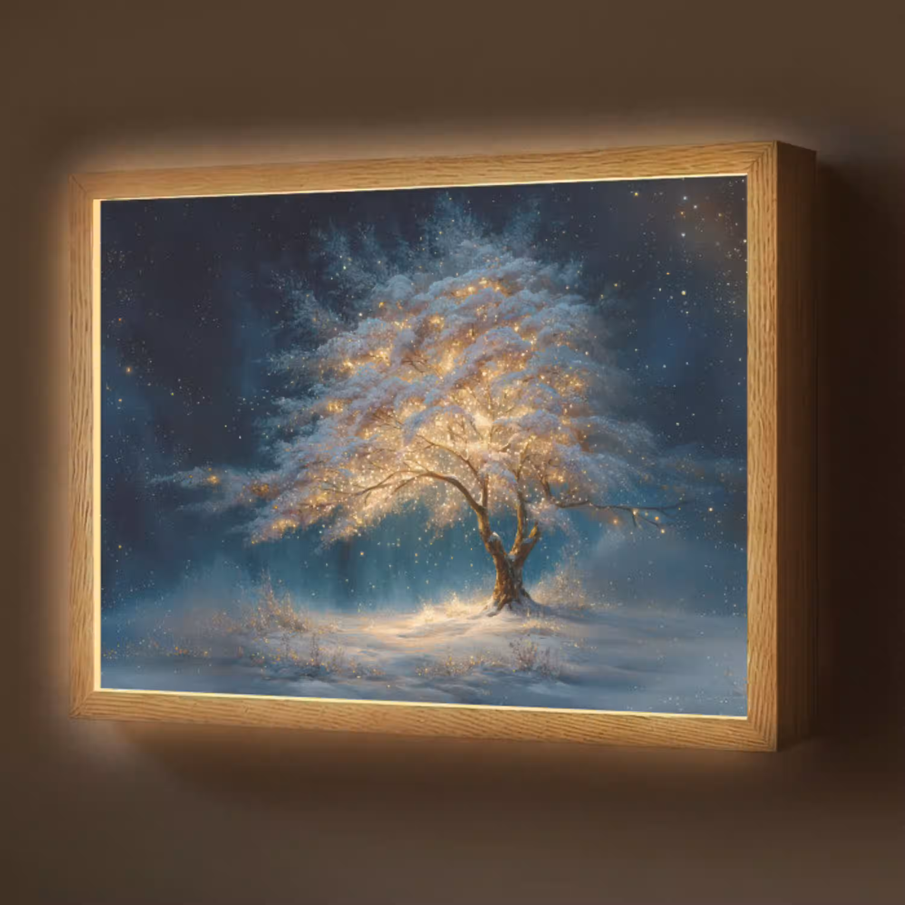 Levensboom - Nacht - Donker - Blauw Light Box met batterij (Wandlamp) middel -z3d_website