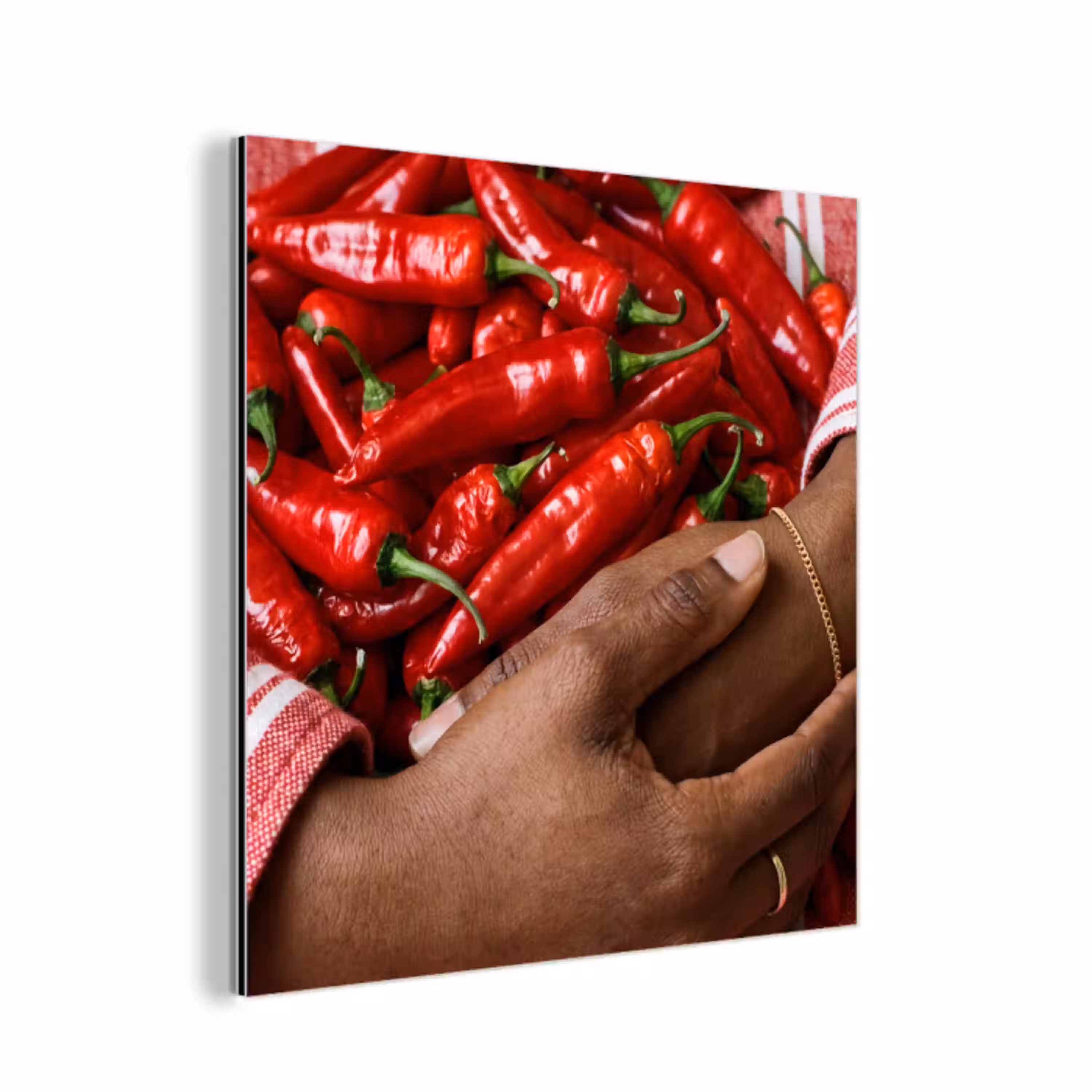 Chilipepers - Rood - Handen aluminium wit klein -3d
