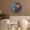 Wereldkaart - Edelstenen - Regenboog - Ruw Akoestische PET Vilt - Rond klein -sfeer1