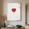Ballon - Rood - Hart Textielframe zwart klein -sfeer1