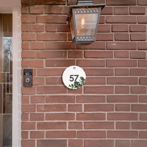 Wit met bladeren - Traditioneel Naambord Rond klein -sfeer7-rond-XS