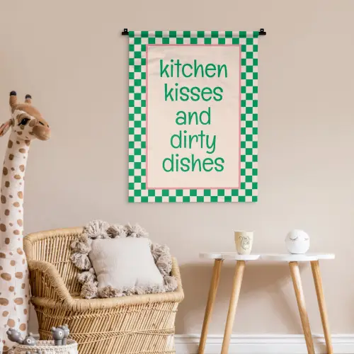 Quote - Groen - Geblokt - Keuken Wandkleed katoen klein -wsfeer5_kind