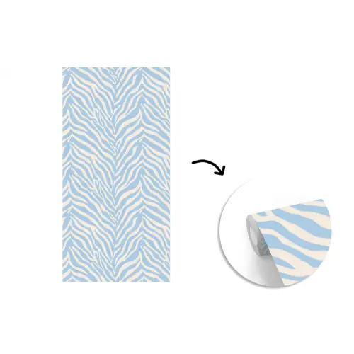 Zebra - Motief - Blauw - Wit fotobehang vinyl groot 64 -3d