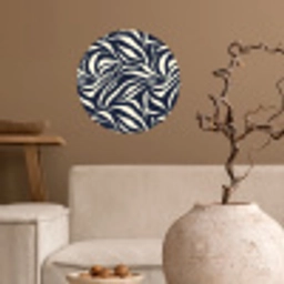 Bladvormen - Blauw - Patroon - Wit Wandcirkel behangsticker klein 186 -sfeer1