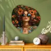 Vrouwen - Bloemen - Modern - Bril - Abstract Wandcirkel Organisch Plexiglas middel -sfeer2