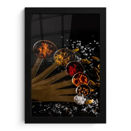 Kruiden - Lepels - Zout - Specerijen - Zwart fotolijst zwart zonder passe partout klein -3d