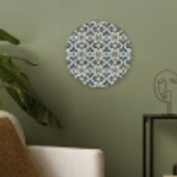 Tegel - Patroon - Blauw - Beige Akoestische PET Vilt - Rond klein 838 -sfeer2
