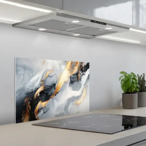 Kunst - Goud - Luxe - Abstract - Modern keuken achterwand spatscherm klein -3d_schuin