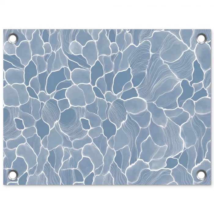 Abstract - Blauw - Bladeren tuinposter los doek klein -3d