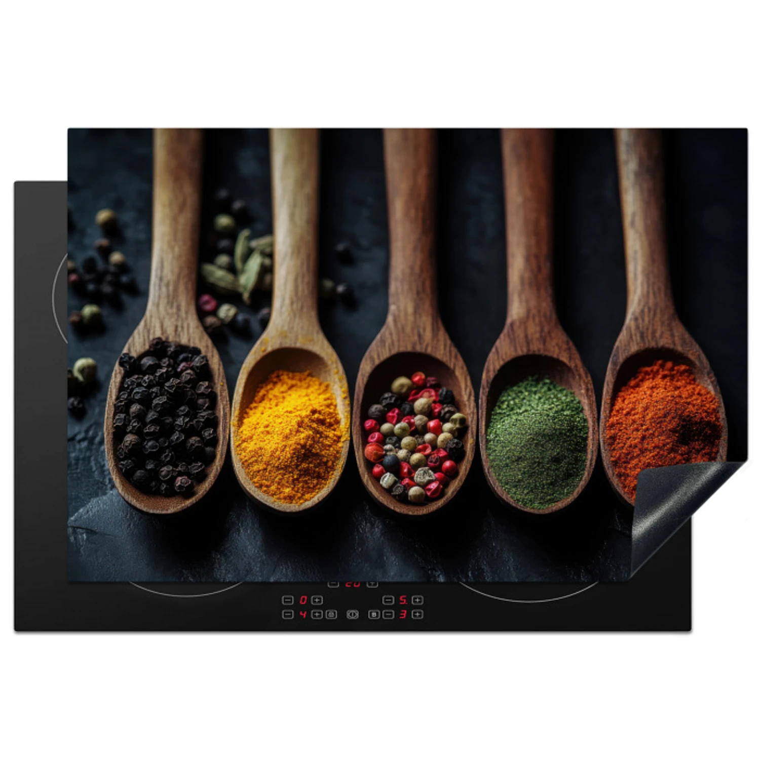 Houten - Lepels - Specerijen - Kruiden Inductie beschermer vinyl 3mm klein -3d