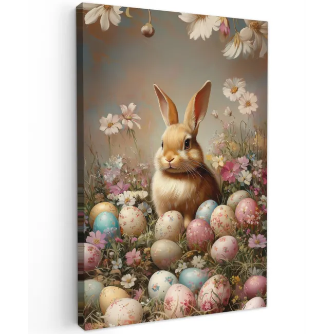 Paashaas - Lente - Paaseieren Tuinposter op houten frame 2 cm dik klein -3d