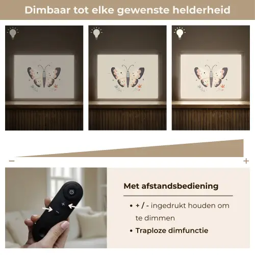 Vlinder - Minimalistisch - Pastel Light Box met batterij (Wandlamp kind) middel -USP_dimbaarNL