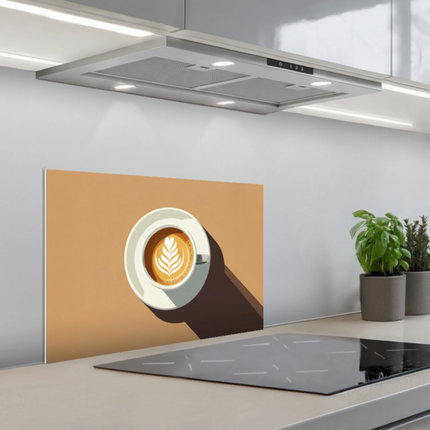 Cappuccino - Kop - Schotel - Minimalitisch keuken achterwand spatscherm klein -3d_schuin