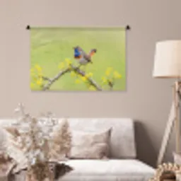 Vogel - Tak - Natuur - Kleurrijk Wandkleed katoen middel -sfeer4