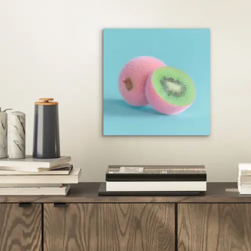 Kiwi - Blauw - Surrealistisch aluminium wit klein -sfeer1