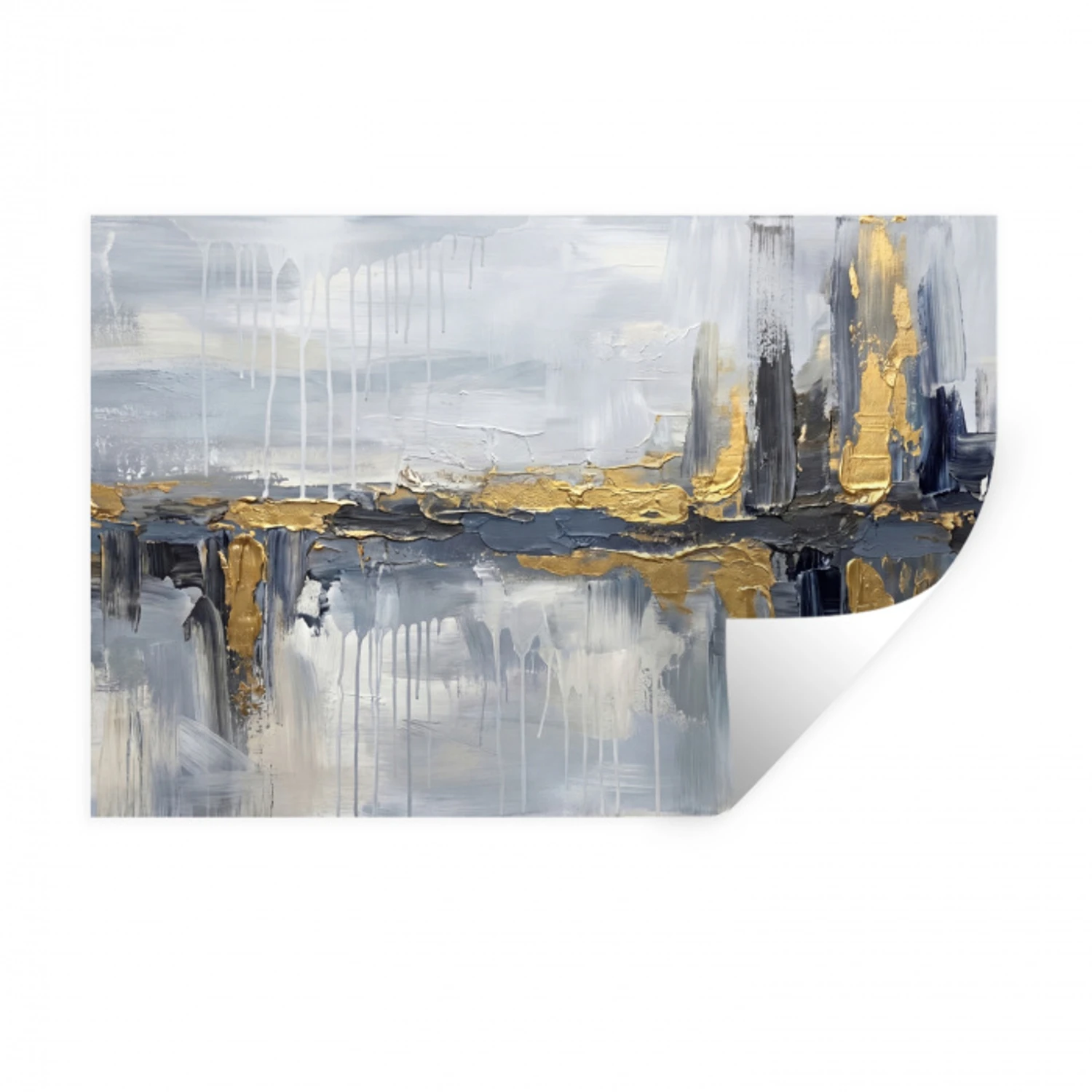 Abstract - Structuur - Goud - Grijs - Modern Muursticker klein -3d