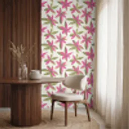 Tropisch - Bloem - Roze Behang Vinyl klein 1060 -sfeer1