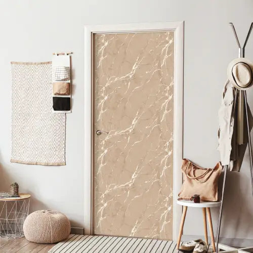 Beige - Marmer - Organisch - Wit deurposter klein 289 -sfeer6