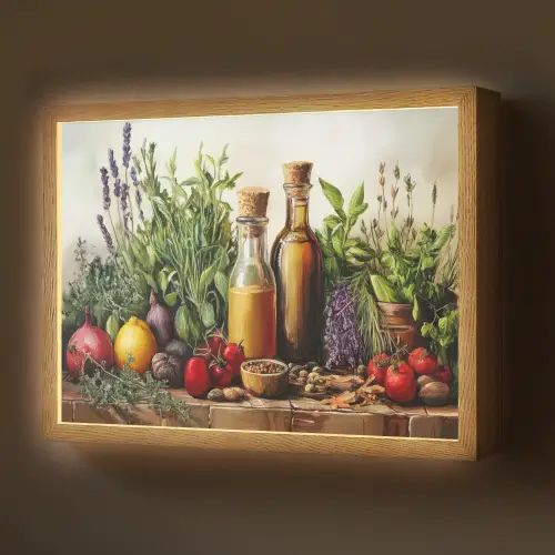 Stilleven - Kruiden - Specerijen - Fruit - Kleurrijk Light Box met batterij (Wandlamp) middel -z3d_website