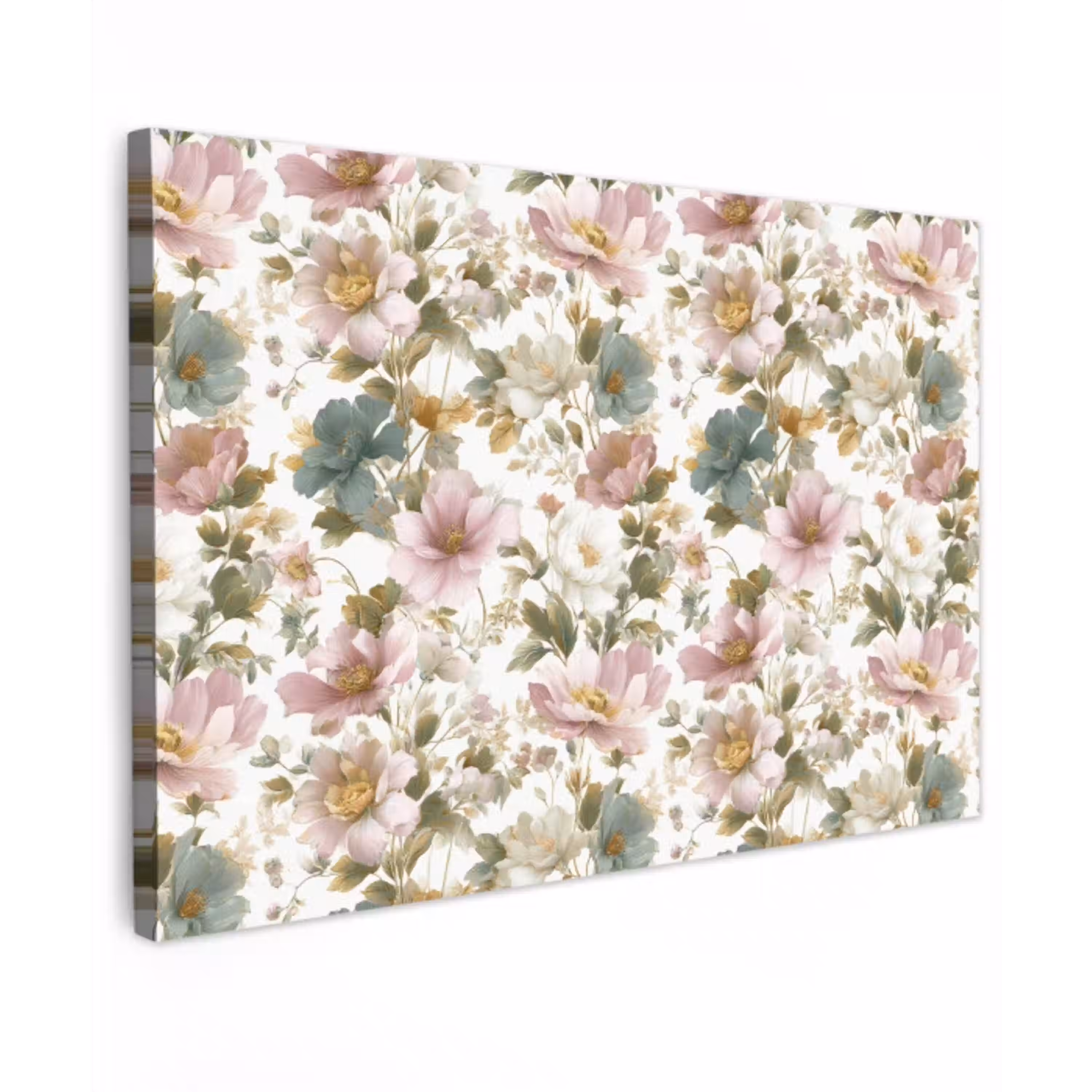 Bloemen - Patroon - Pastel canvas 2cm klein 34 -z3d