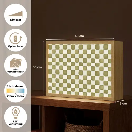 Schaak - Patroon - Groen Light Box met batterij (Wandlamp) middel 907 -USP_websiteoverzichtNL