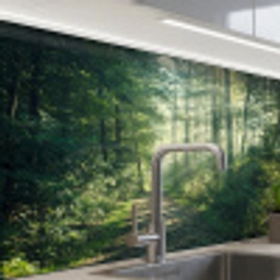Bos - Pad - Zon - Bomen - Groen - Natuur keuken achterwand sample klein -zzzz3d_schuin