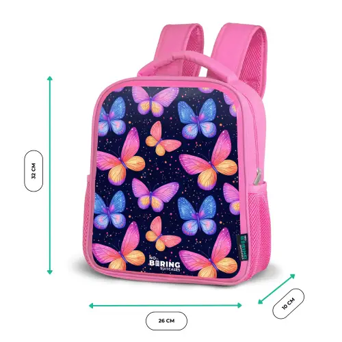 Kleurrijke vlinders in roze en blauw Kinderrugzak - Roze middel -productfoto_formaten