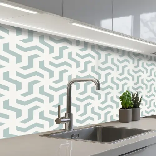 Patronen - Abstract - Groen - Geometrie keuken achterwand 2 middel 871 -3d_schuin