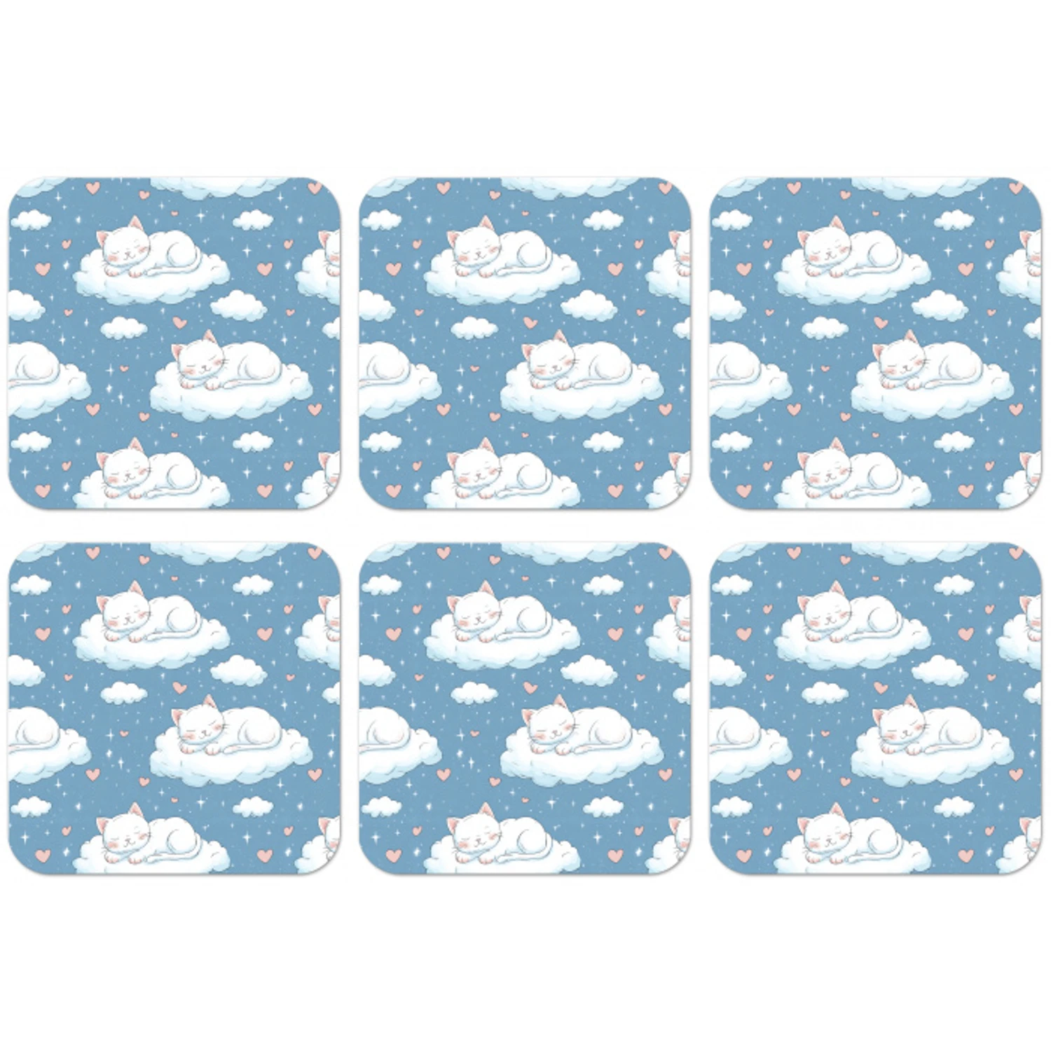 Kitten - Wolken - Blauw onderzetter kurk middel 366 -zkaufland3dotto