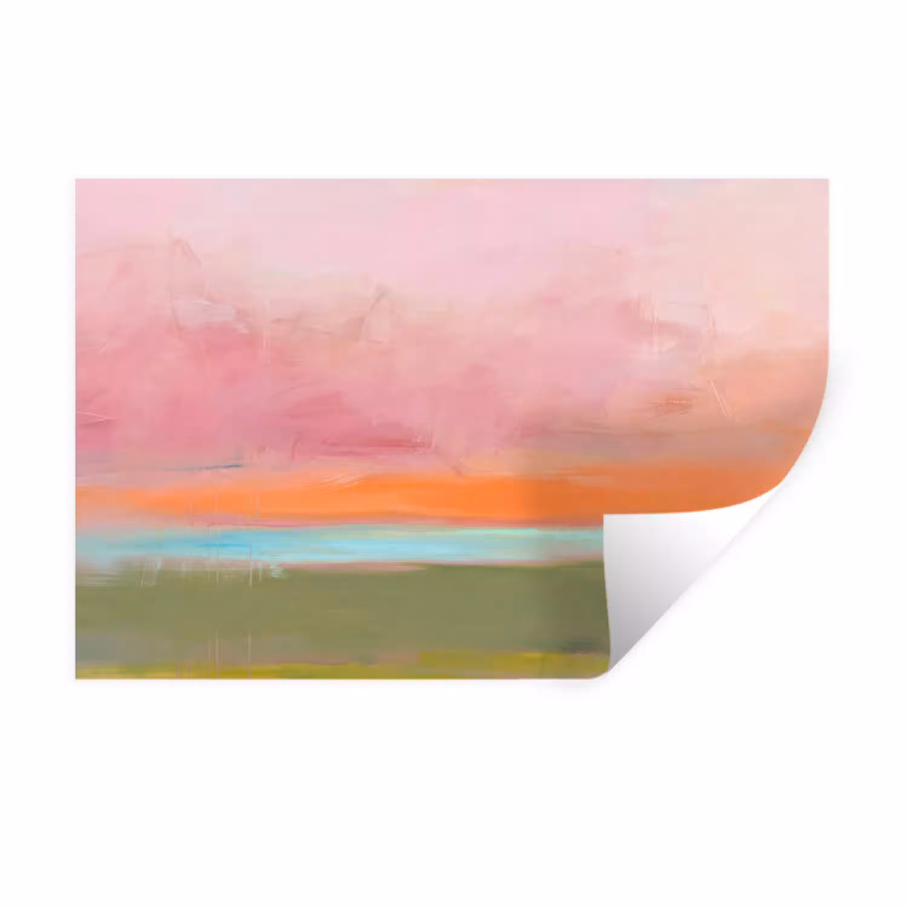 Abstract - Landschap - Modern - Roze - Oranje Muursticker klein -3d